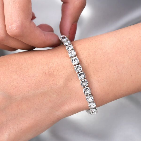 LUSTRO STELLA - &ouml;sterreichisches, wei&szlig;es Kristall-Armband, 19 cm lang, 925 Silber platiniert ca. 13,81 ct image number 2