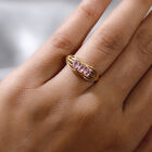 Fissure gefüllt rosa Saphir 3 Stein Ring 925 Silber vergoldet  ca. 0,76 ct image number 2