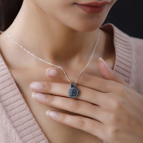 Blauer Diamant Anh&auml;nger mit 50cm Kette - 0,75 ct. image number 2