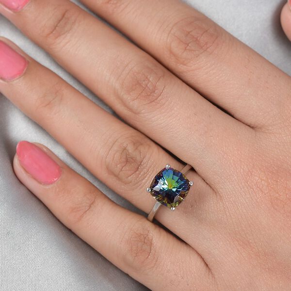 LUSTRO STELLA Österreichischer Vitrail Medium Kristall Solitär Ring 925 Silber Platin-Überzug image number 3