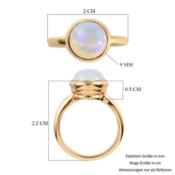 Natürlicher Äthiopischer Opal Solitär Ring 925 Silber 585 Vergoldet image number 6