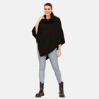 LA MAREY Pashmina Poncho mit Kunstfell Bordüre, Free Size, Schwarz  image number 0