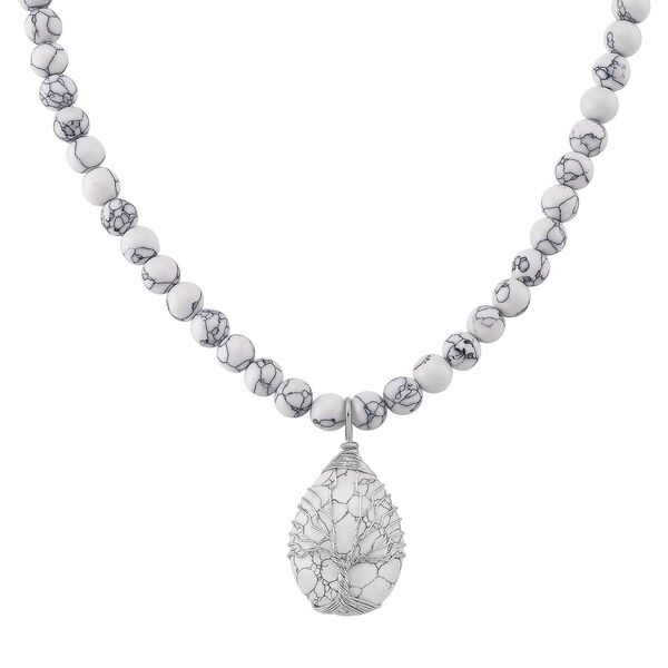 Weißer Howlit Halskette ca. 45 cm+ 5 cm extender, ca. 230.00 ct image number 0