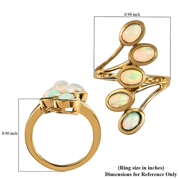 Nat&uuml;rlicher &Auml;thiopischer Opal 5 Stein Ring 925 Silber Gelbgold-&Uuml;berzug image number 6