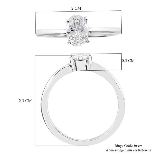 LUSTRO STELLA Hergestellt mit ZIRKONIA Solit&auml;r Ring 925 Silber Platin-&Uuml;berzug (Gr&ouml;&szlig;e 16.00) ca. 1,14 ct image number 7