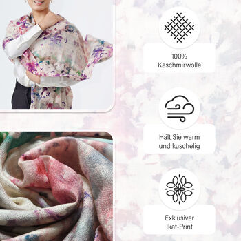 LA MAREY Schal aus 100% Premium-Kaschmir mit Digitaldruck, 70x200cm, abstraktes Aquarell