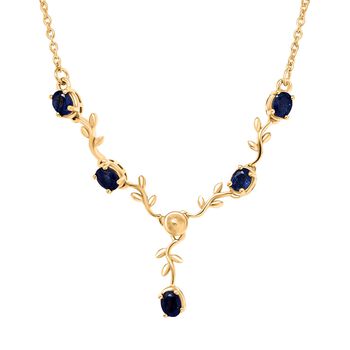 D'Joy Masoala Saphir (Fissure gef&uuml;llt) Halskette ca. 45 cm 925 Silber vergoldet ca. 0.48 ct