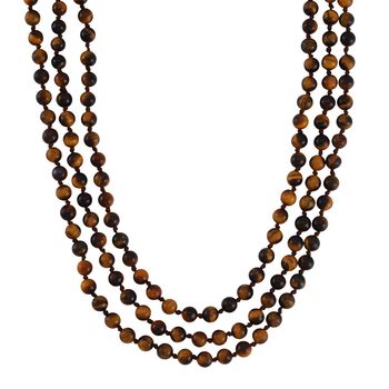 Dreilagige gelbe Tigerauge-Halskette, 150cm - 384,50 ct.