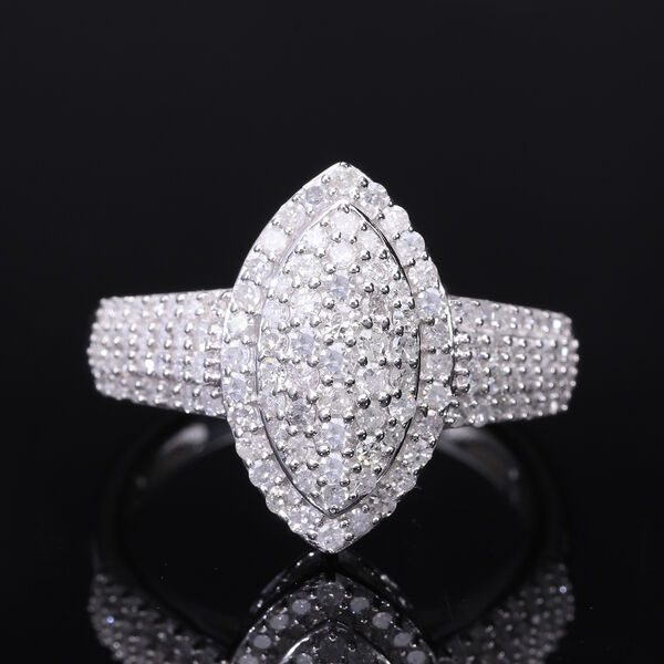 Weißer Diamant Ring 925 Silber platiniert (Größe 18.00) ca. 1.00 ct marquise 1.00 ct image number 1