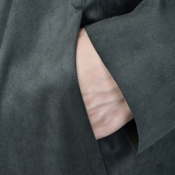 LA MAREY - lange Wasserfall offene Jacke aus Kunst-Wildleder, Gr&ouml;&szlig;e M, Gr&uuml;n image number 5