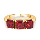 J Francis gefertigt mit SWAROVSKI ASSCHER SCHLIFF Scarlet Kristall Ring 925 Silber 750 Gelbgold Vermeil (Größe 17.00)