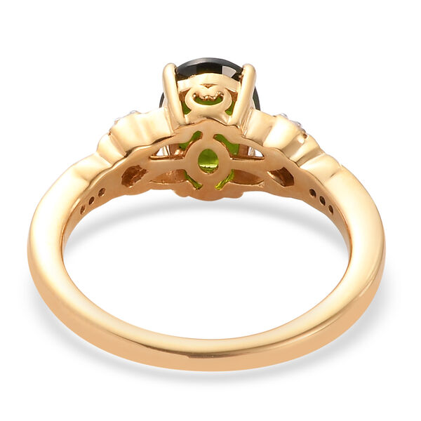 Natürlicher Chromdiopsid und Zirkon Ring 925 Silber vergoldet  ca. 1,40 ct image number 6