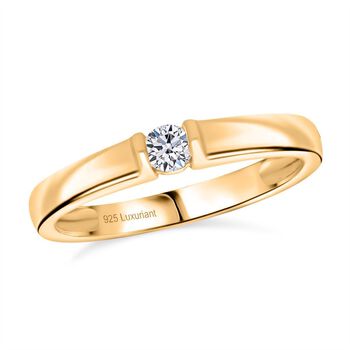 LUXURIANT VS-EF Labor Diamant Ring, 925 Silber Gelbgold Vermeil - 0,20 ct.
