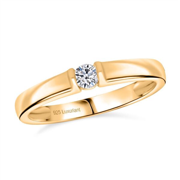 LUXURIANT VS-EF Labor Diamant Ring, 925 Silber Gelbgold Vermeil - 0,20 ct. image number 3