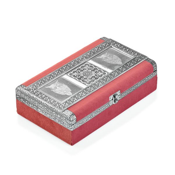 Handgefertigte, oxidierte Schmuckbox mit Eulen-Pr&auml;gung, 24,2x15x7 cm