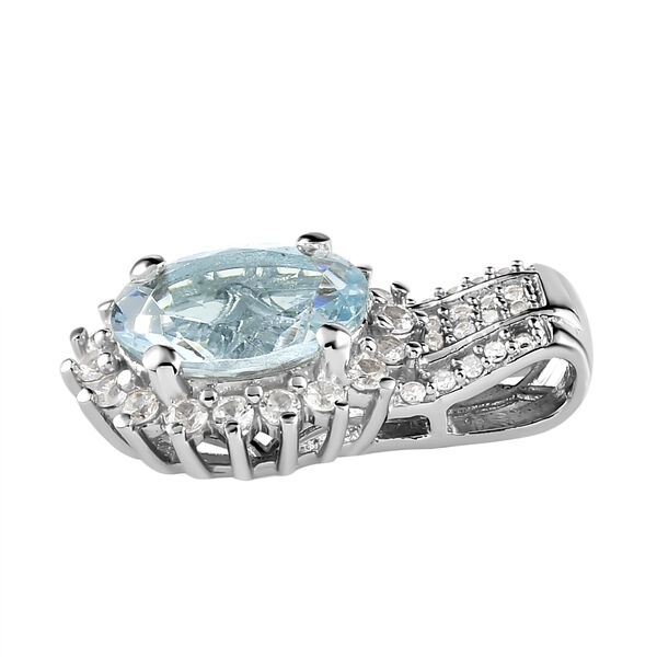 Espirito Santo Aquamarin und wei&szlig;er Zirkon-Anh&auml;nger mit Kette - 1,96 ct. image number 4