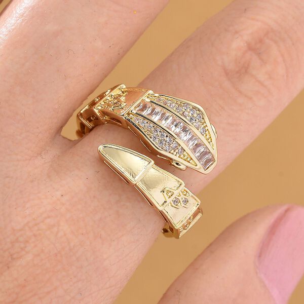 Weißer Zirkonia Ring Messing (Größe 18.00) Gelb image number 2