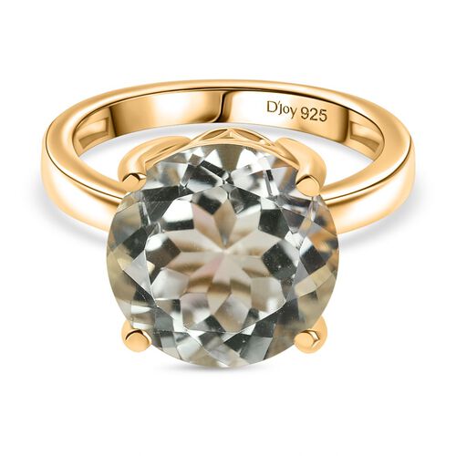 D’joy AA Prasiolite, Weißer Zirkon Ring 925 Silber 750 Gelb Vergoldet (Größe 18.00) ca. 6,18 ct image number 0