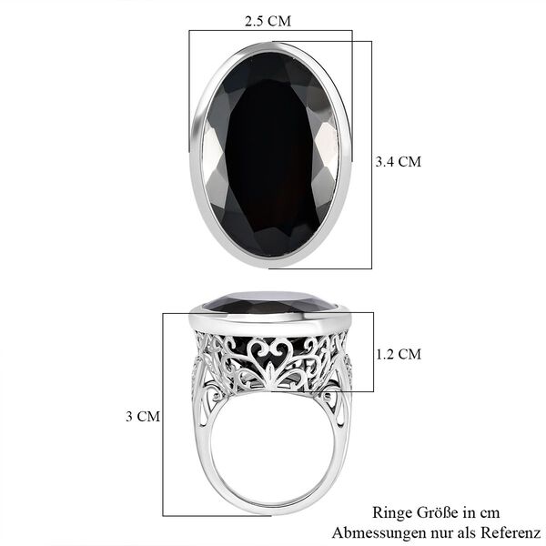 Schwarzer Spinell und Zirkon-Ring - 61,39 ct. image number 7