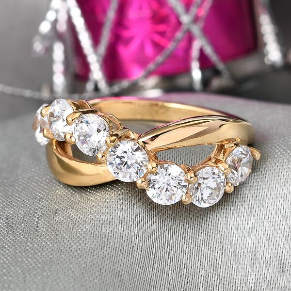 LUSTRO STELLA Hergestellt mit ZIRKONIA Ring 925 Silber 585 Vergoldet image number 2