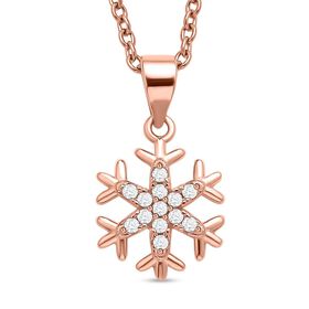 Rosévergoldeter Zirkonia Schneeflocken Halskette, 925 Silber, ca. 0,13 ct