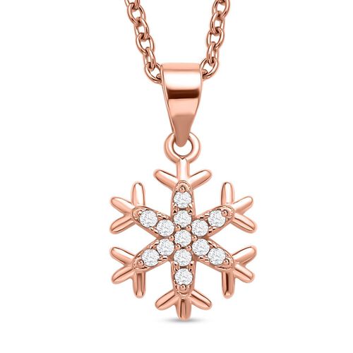 Rosévergoldeter Zirkonia Schneeflocken Halskette, 925 Silber, ca. 0,13 ct image number 0