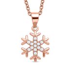 Weißer Zirkonia Schneeflocken-Anhänger mit Kette, 925 Silber rosévergoldet ca. 0.13 ct