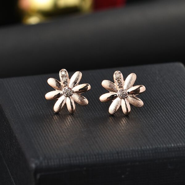 GP Italian Garden Kollektion - Champagner Diamant und Kanchanaburi blaue Saphir Ohrringe, 925 Silber 750 Roségold Vermeil - 0,14 ct. image number 2