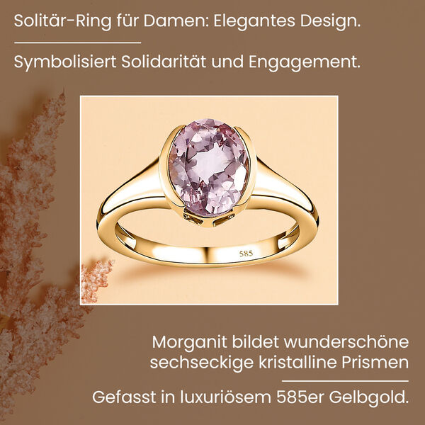 AAA Rosa Morganit Ring in 585 Gold - 1,60 ct. image number 3