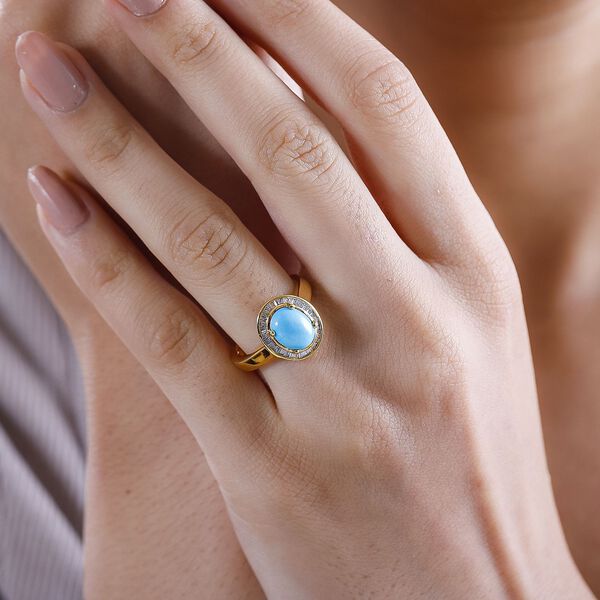 AAA Sleeping Beauty Türkis und Diamant Ring - 1,61 ct. image number 10