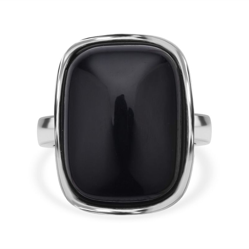 Schwarzer Turmalin Ring, Reiner Edelstahl, (Größe 16.00), ca. 35.00 ct image number 0