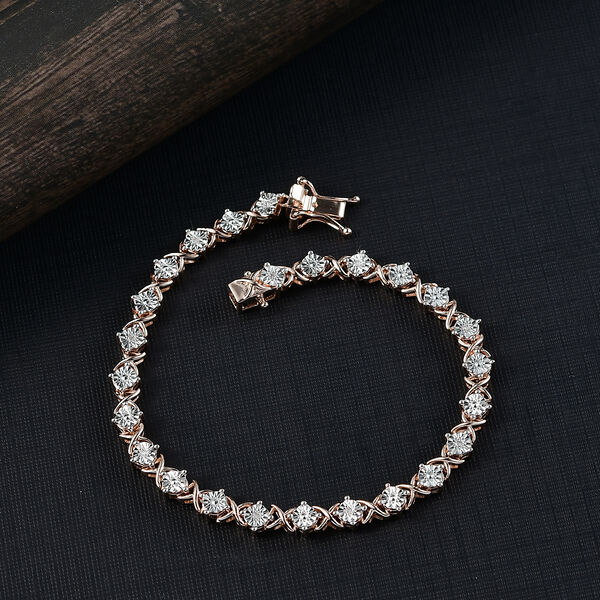 EVER TRUE Weißer Diamant Armband ca. 19 cm Nickelfreies Messing, Rosafarben image number 1