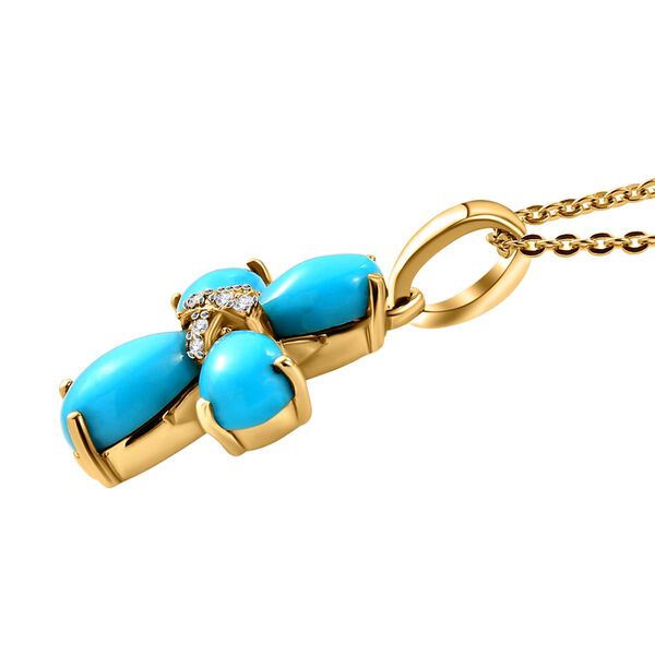 Amerikanischer, natürlicher Sleeping Beauty Türkis-Anhänger mit Kette, 925 Silber vergoldet ca. 1.99 ct image number 4