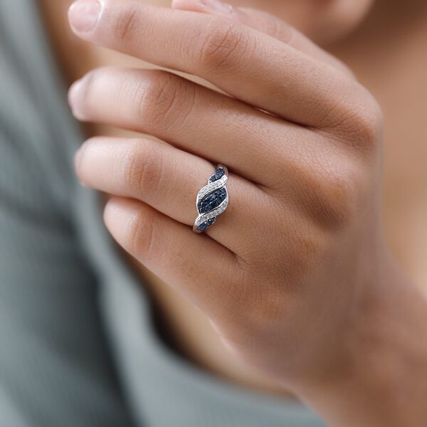 Blauer und wei&szlig;er Diamant-Ring - 0,33 ct. image number 2