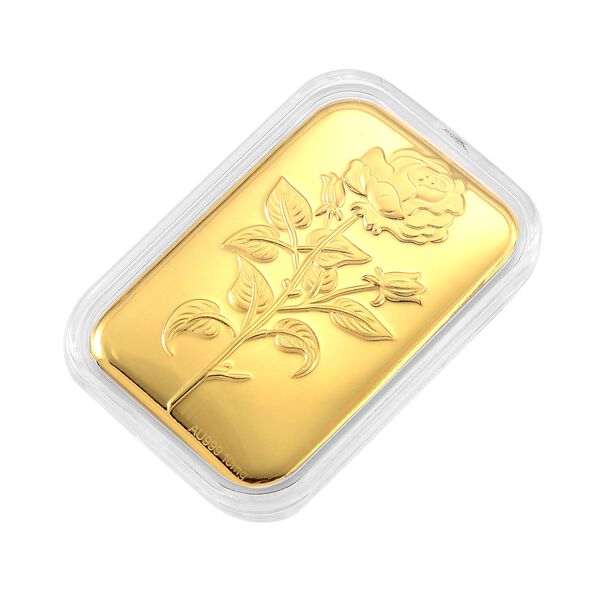 999er Goldbarren mit Rosenmotiv, 10mg image number 3