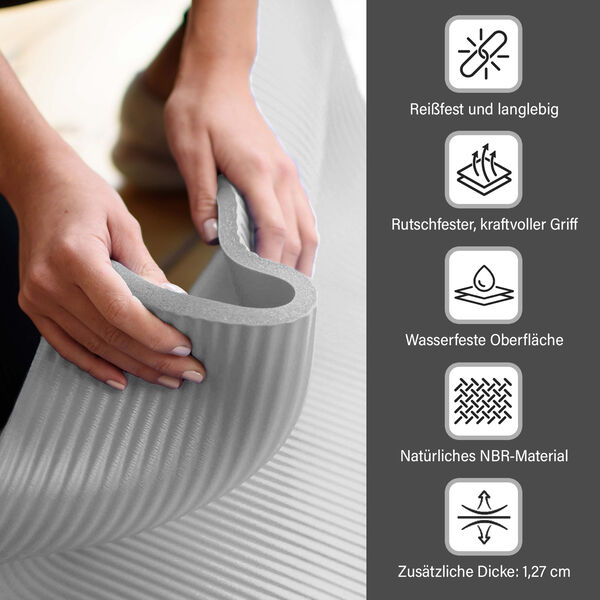SOUL SMART - NBR Yoga Matte mit Riemen, Grau image number 4