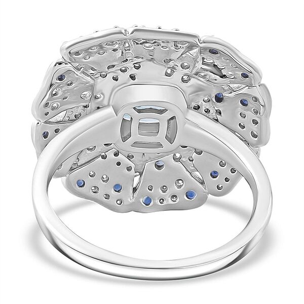 AA blauer Zirkon, blauer Saphir und Moissanit Ring - 4,63 ct. image number 4