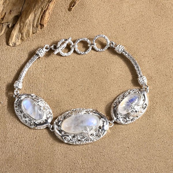 Royal Bali - Premium Regenbogen Mondstein Armband ca. 19 cm 925 Silber ca. 20.45 ct image number 1