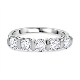 Moissanit Ring, 925 Silber rhodiniert - 1,13 ct.