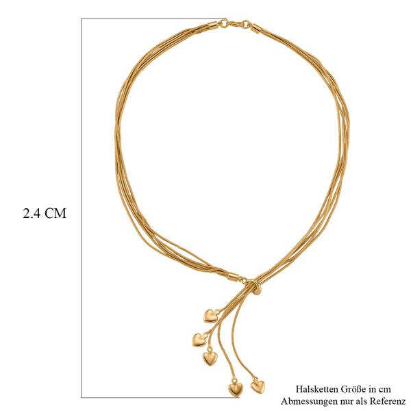 Lariat-Halskette mit Herz-Charms, nickelfreies Messing , ca. 50 cm image number 6