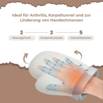 Hand-Massageger&auml;t in Handschuhform mit W&auml;rmefunktion, 19x24,5x10 cm, Grau