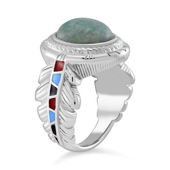 Amazonit Ring 316L Edelstahl emailliert (Gr&ouml;&szlig;e 16.00) ca. 10.50 ct