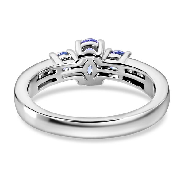 Tansanit und Zirkon Ring 925 Silber Platin-&Uuml;berzug image number 5