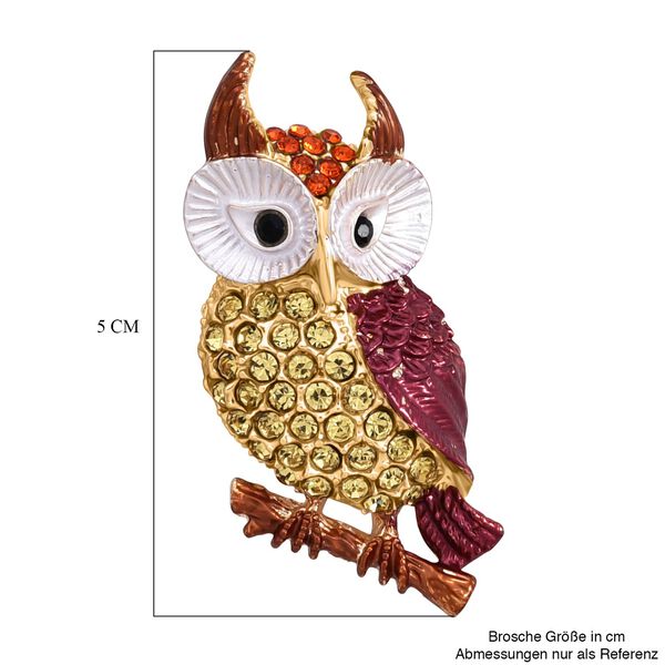 Emaillierte und mehrfarbige Kristall-Brosche, Eule image number 6