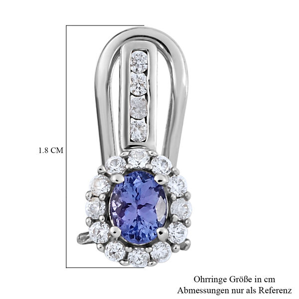 Tansanit und wei&szlig;e Zirkon-Ohrringe, 925 Silber platiniert ca. 1,37 ct image number 6