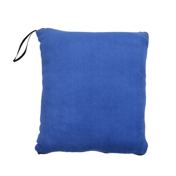 2 in 1 Fleece Reisedecke 127x152 cm und Kissen 30x30 cm, Kobaltblau image number 2