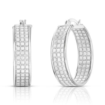 Inside-Out-Kreolen mit Pav&eacute; - Diamantoptik, 925 Silber vergoldet