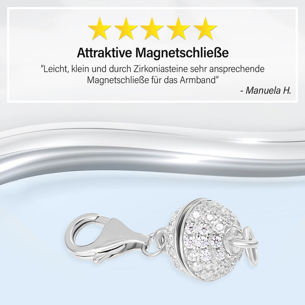 TOUCH und LOCK 3er-Set- Zirkonia Magnetverschluss in rhodiniertem Silber image number 5