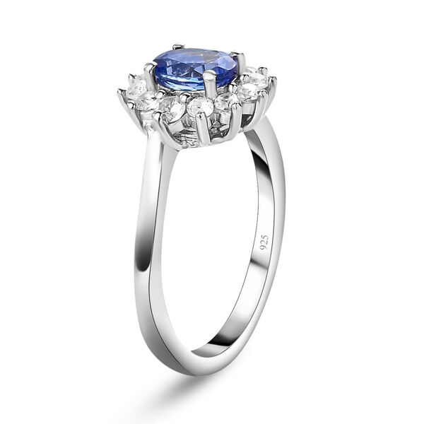 AA Tansanit und wei&szlig;er Zirkon-Ring, 925 Silber platiniert  ca. 1,15 ct image number 5