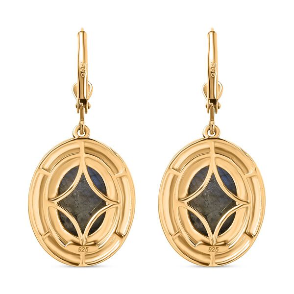 AAA Labradorit Ohrringe 925 Silber 750 Gelbgold Vermeil ca. 12.21 ct image number 6